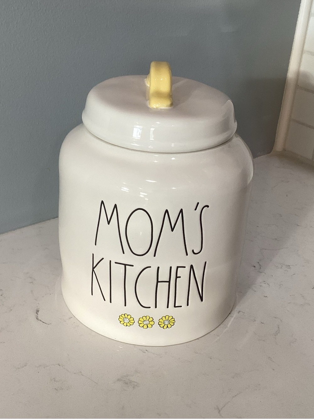 Mom's Kitchen Ceramic Cookie Jar with Yellow Accent